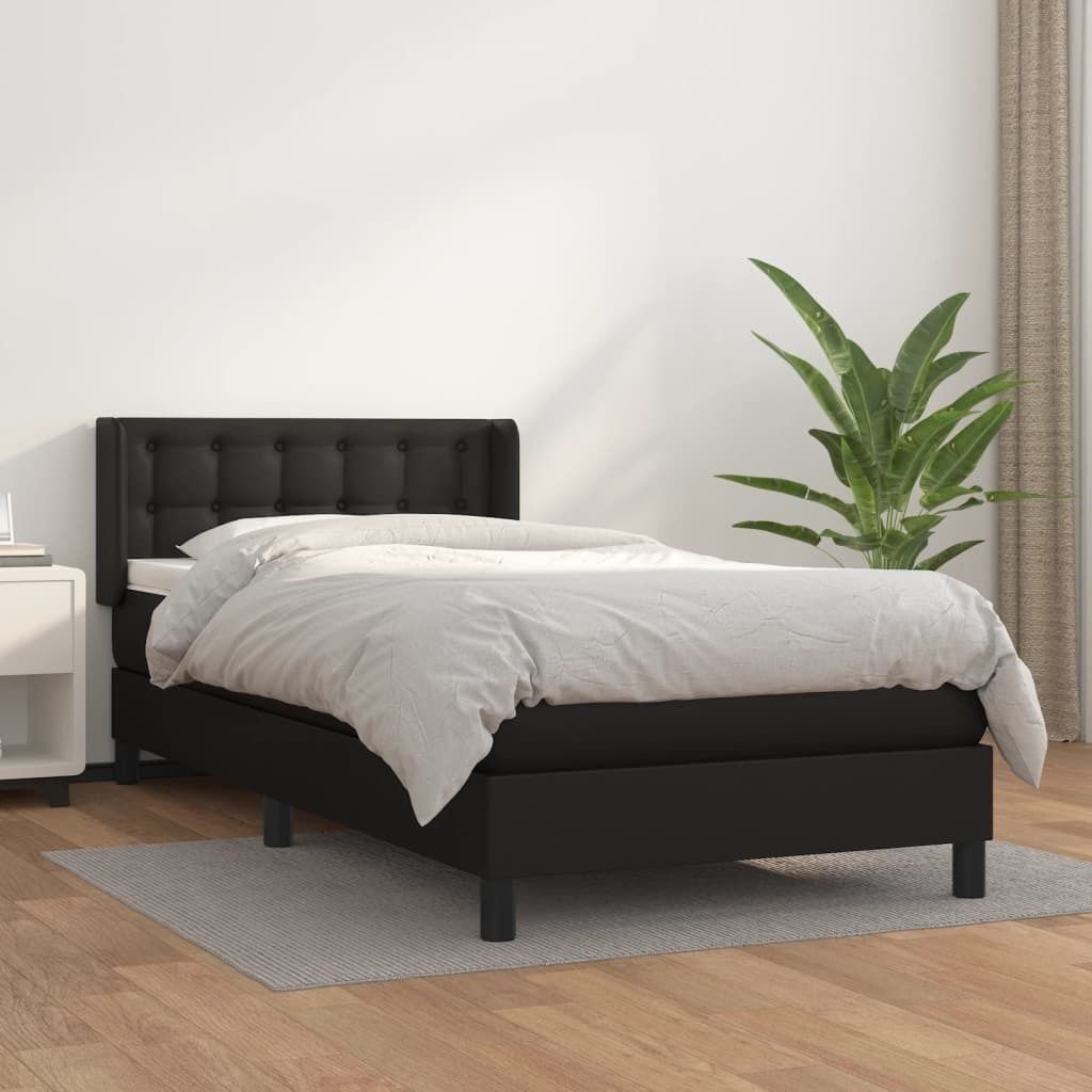 Maison Exclusive - Boxspringbett mit Matratze Schwarz 100x200 cm Kunstleder