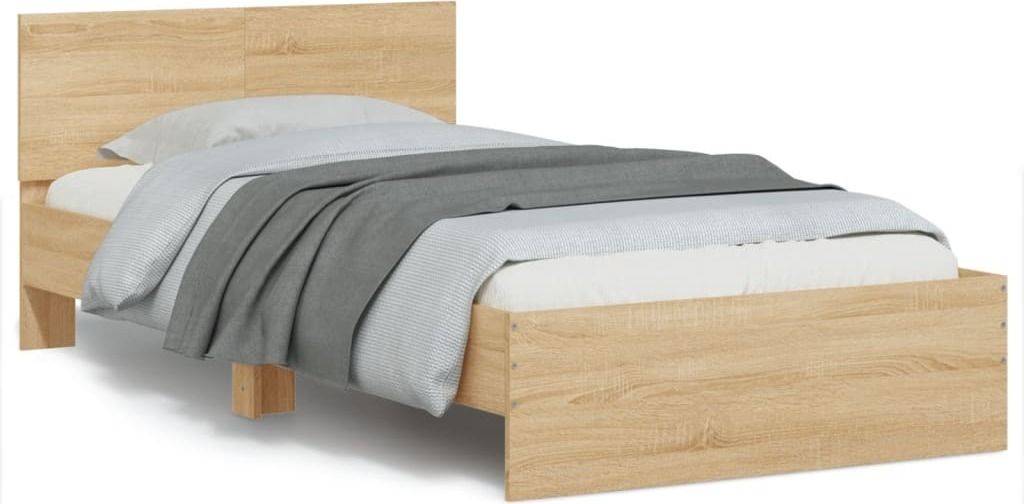 Maison Exclusive - Bettgestell ohne Matratze mit Kopfteil Sonoma-Eiche 100x200 cm