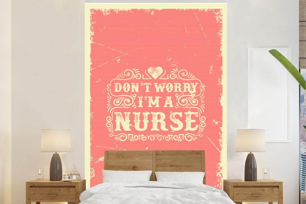 MuchoWow Fototapete für Wohnzimmer oder Schlafzimmer Wandtapete Vinyl Motivtapete Jahrgang - Gestaltung - Text - 225x350 cm - Schlafzimmer tapete