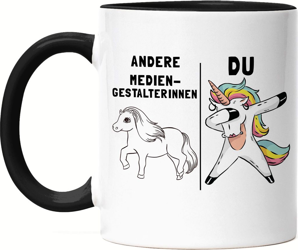 Andere Mediengestalterinnen Du Tasse Schwarz Pferd Einhorn Humor Lustig Unicorn Geschenk Apotheke