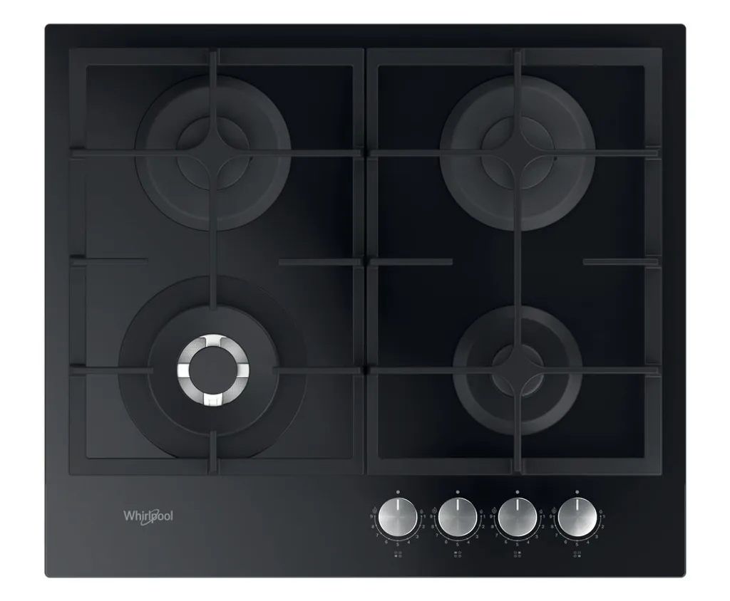 Table gaz Whirlpool AKTL 629/NB1 avec grilles fonte et 4 foyers noir