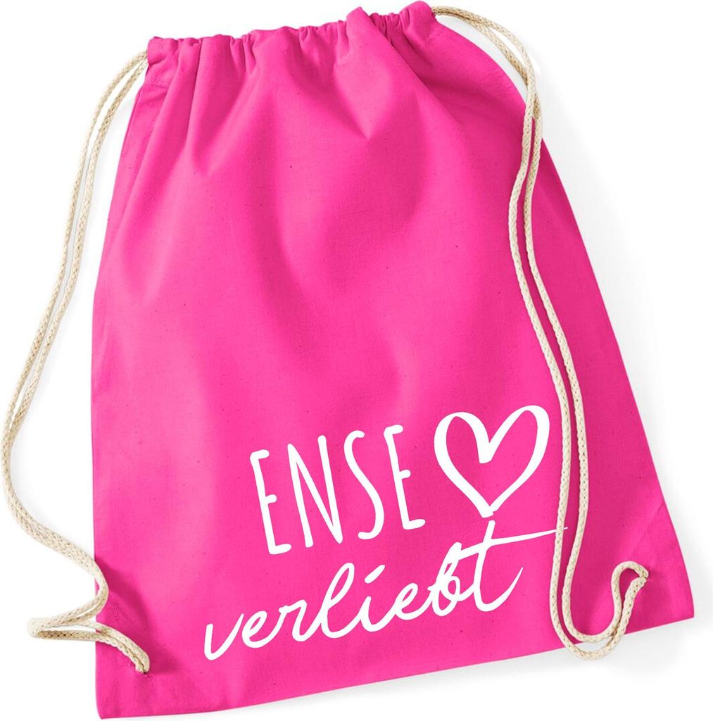Huuraa Turnbeutel Ense verliebt 12 Liter Fuchsia Baumwolle Rucksack Geschenkidee