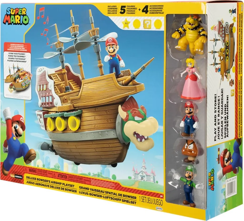 Dirigeable Bowser Super Mario avec effets sonores et trappe de rangement