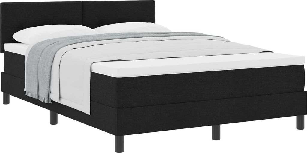 Möbel Boxspringbett mit Matratze Schwarz 140x190 cm Stoff - Klassische Betten 3338687