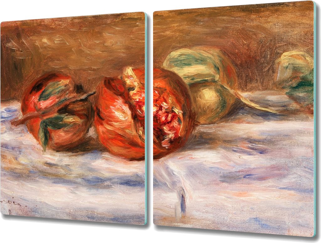 Coloray Hackbrett Küchenbrett Kochplattenabdeckung Schneidebrett Herdabdeckplatte 2x40x52 cm - Früchte Granate