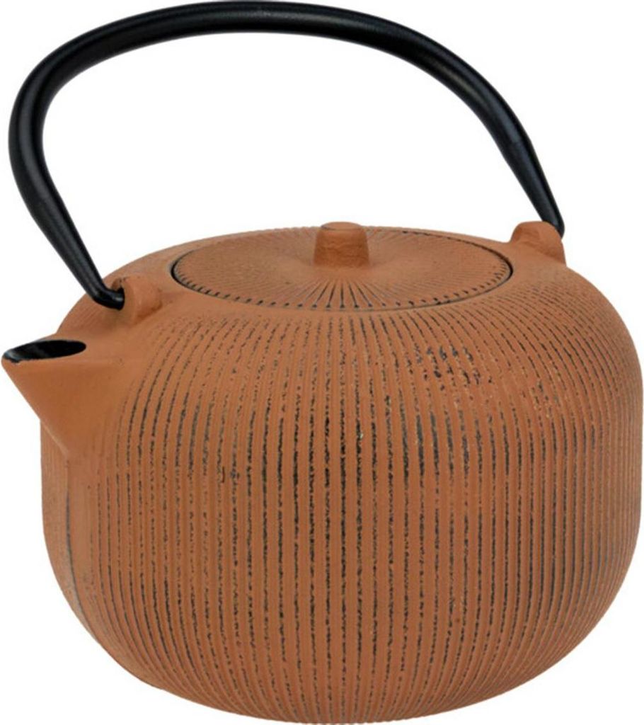 Excellent Houseware | Teekanne - Tee-Aufgusskanne - 1 L - Braun - Teebereiter - Gusseisen - mit Teesieb