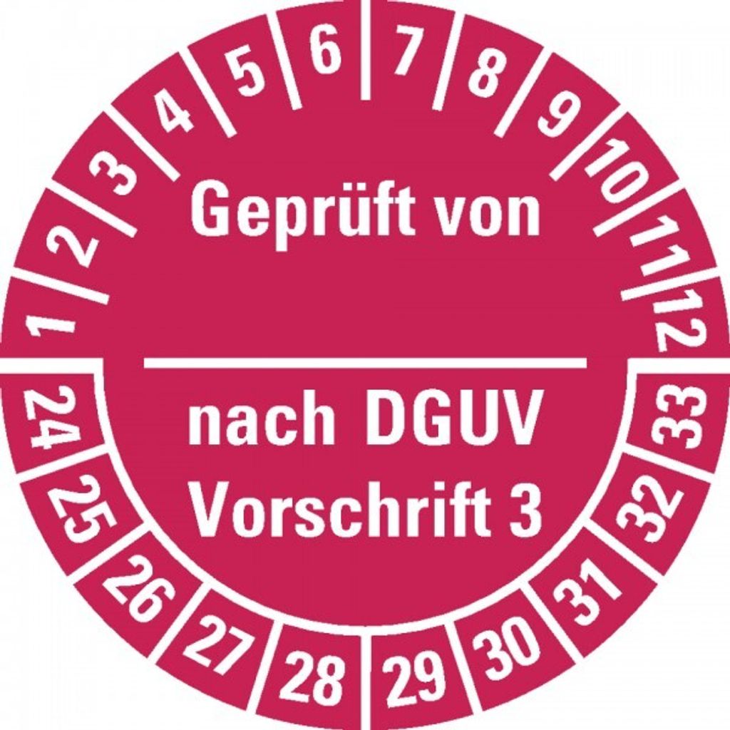 Dreifke Aufkleber I Prüfplakette von-nach DGUV Vorschrift 3, 24-33, ...