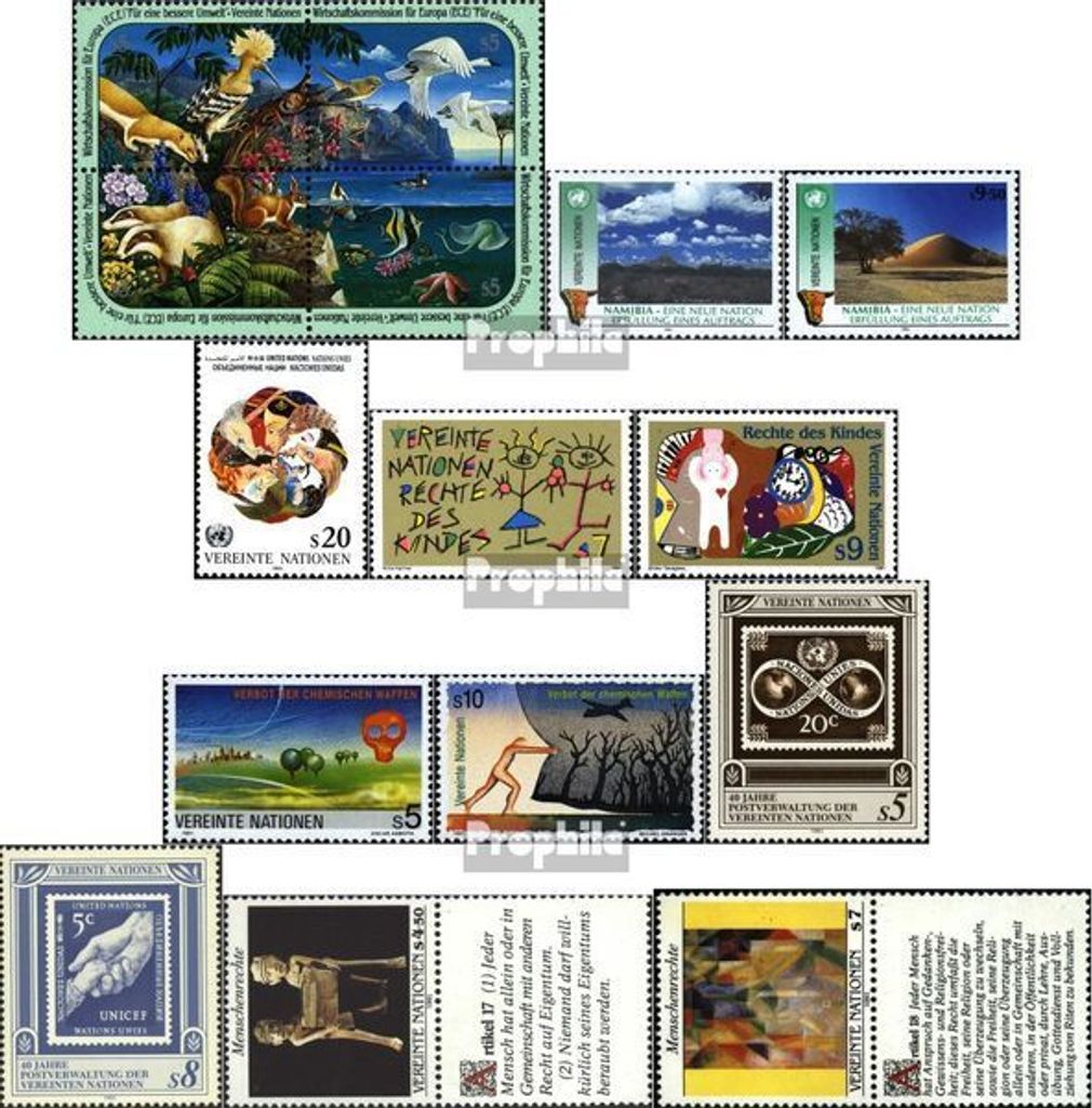 Briefmarken UNO - Wien 1991 Mi 110-124 (kompl.Ausg.) Jahrgang 1991 komplett gestempelt ECE