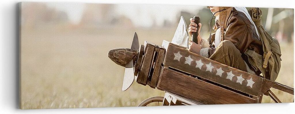 Bild auf Leinwand - Leinwandbild - Einteilig - Kindheit Flugzeug Spielzeug - 90x30cm - Wand Bild - Wanddeko - Wandbilder - Leinwanddruck - Bilder -...