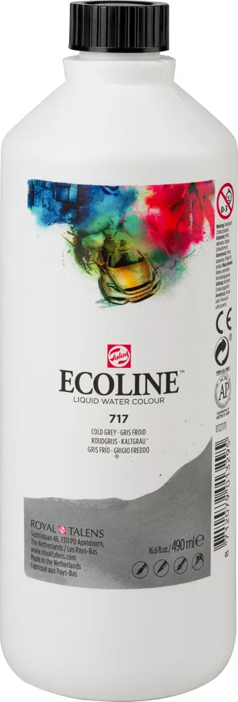 Peinture Aquarelle Liquide Gris Froid 717 Ecoline Flacon 490ml