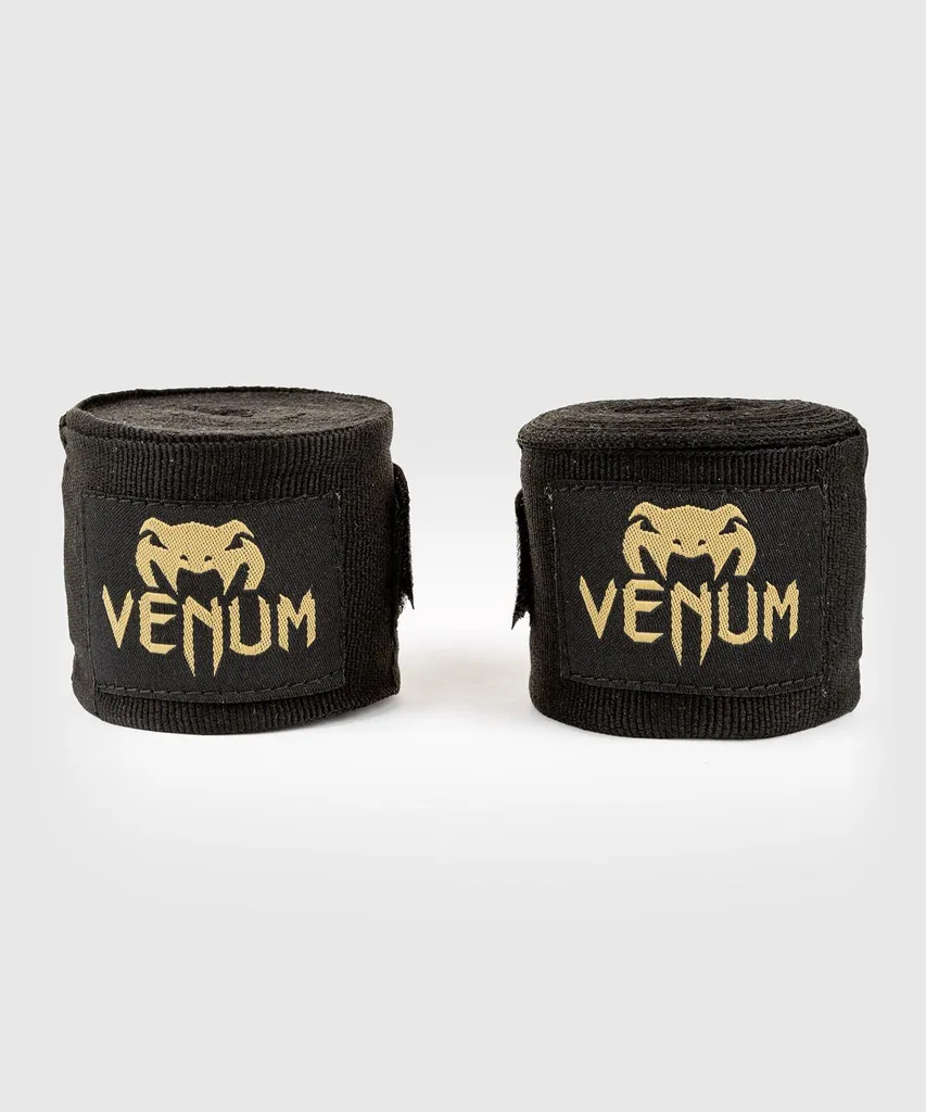 Bandages Venum 4m Noir et Or - Évitez les Blessures aux Mains à la Boxe