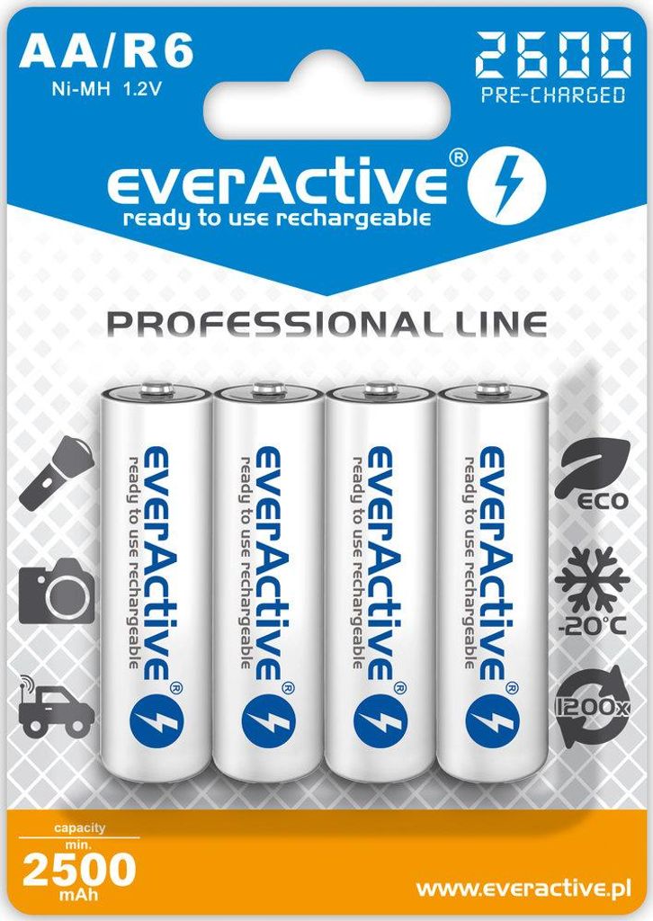 EverActive AA Akku NiMH 2600mAh, 4er Blister