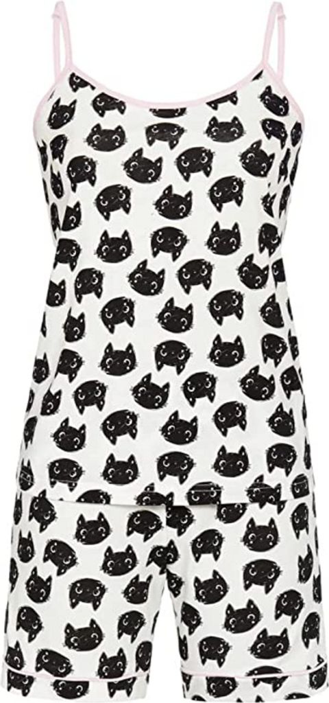 RINGELLA Shorty mit Spaghettiträgern "Black Cats" 3211324 | Champagner Größe: 42