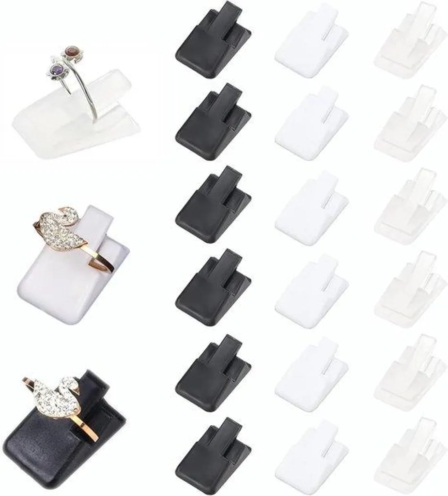 Présentoir bague acrylique robuste 2,5 cm, 36 supports noir et blanc
