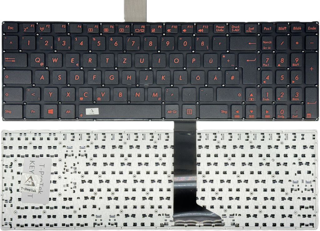 DEUTSCHE - Tastatur Keyboard Rotes Drucken, ohne Rahmen kompatibel für ASUS K552E, K550LA