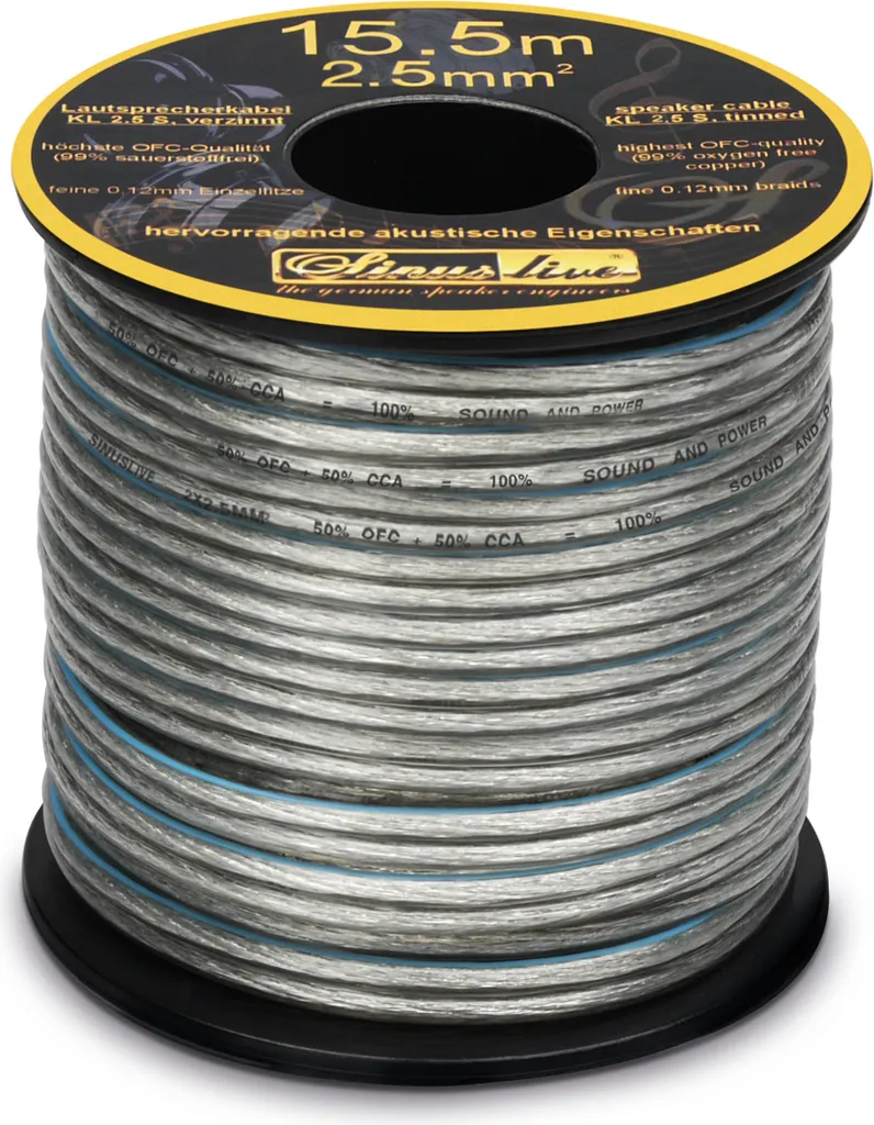 Bobina Cavo Altoparlanti 2.5mm² Sinuslive KL-2.5s - 15.5m Argento