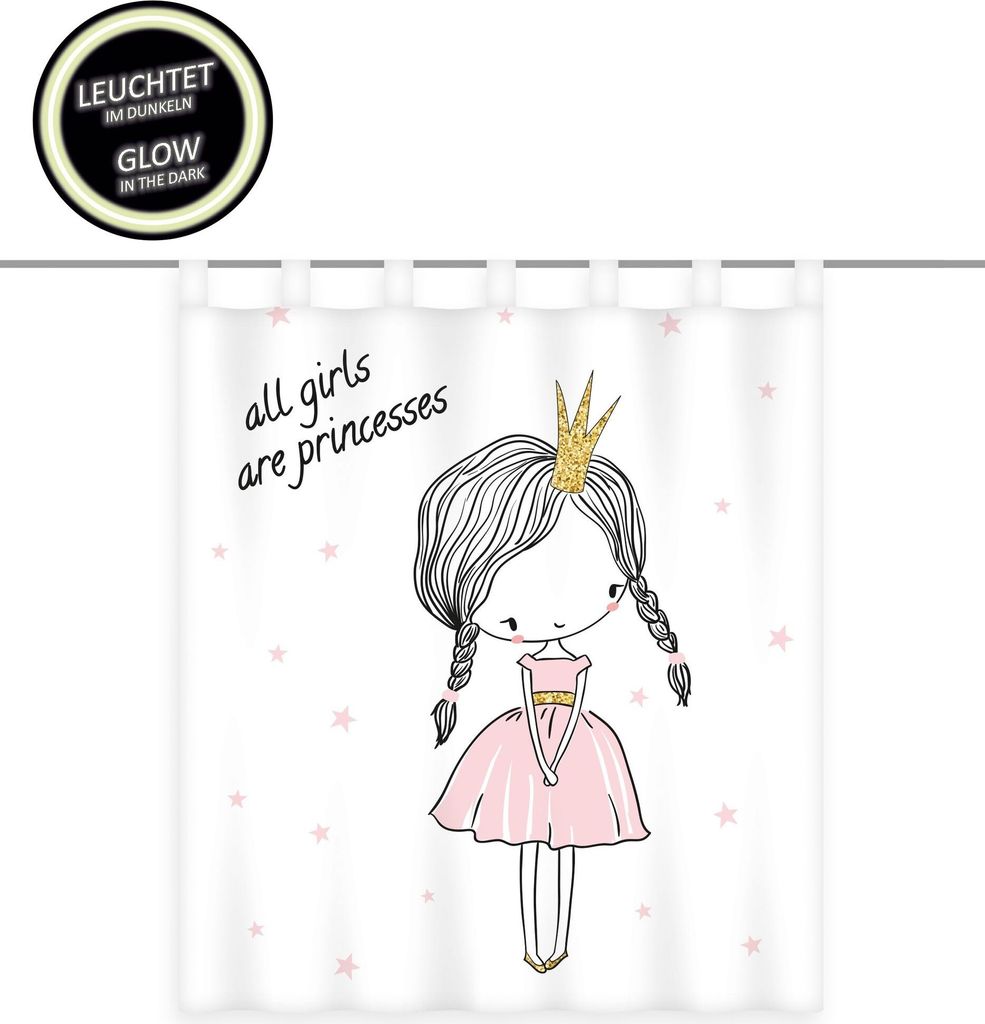 Gardine Vorhang Fertiggardine Prinzessin Glow in the dark 140 x 160 cm