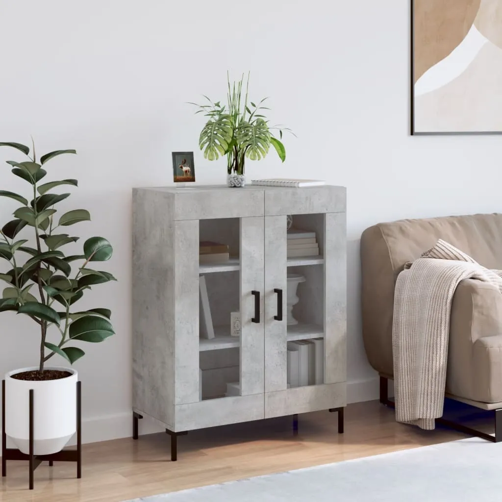 vidaXL Madia Grigio Cemento 69,5x34x90 cm | Mobiletto per Soggiorno e Ufficio