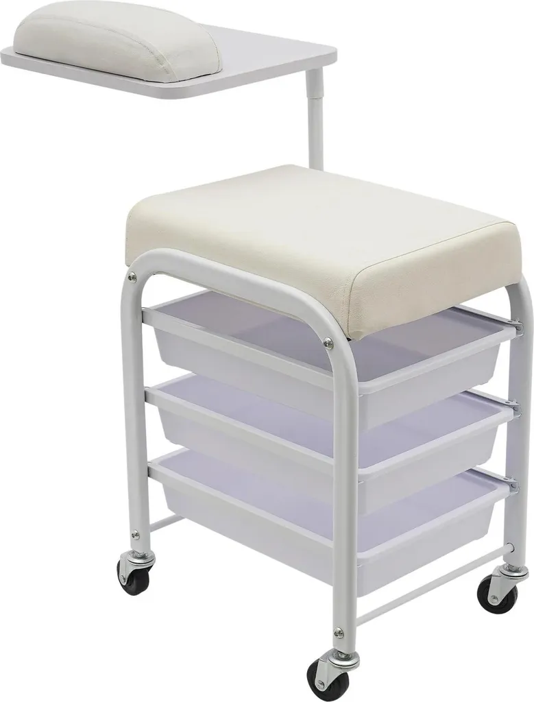 Chariot de rangement à 3 tiroirs blanc certifié CE avec roues fluides