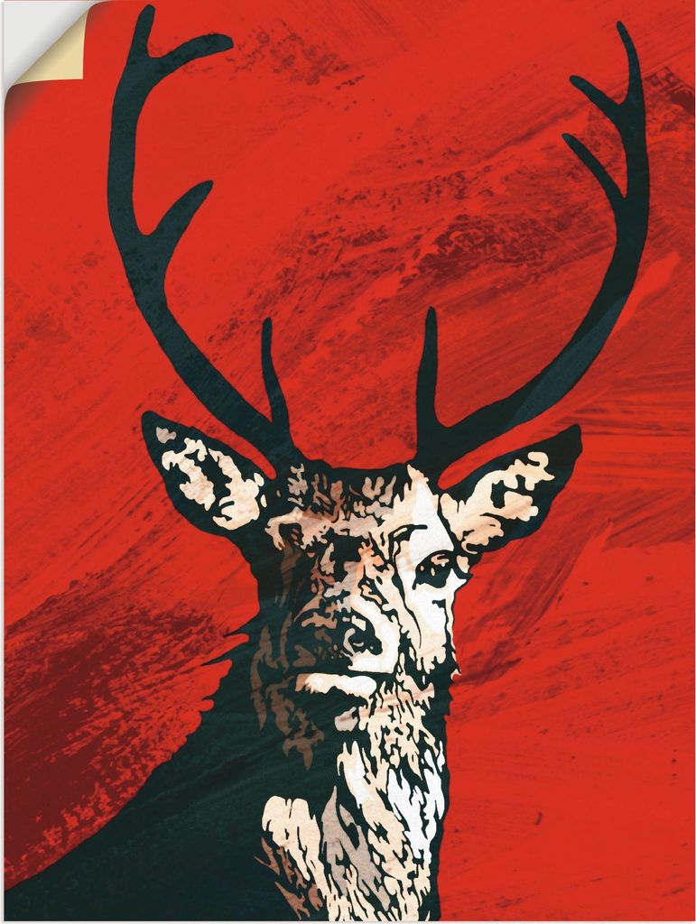 ARTland Wandbild, selbstklebend Hirsch Größe: 90x120 cm