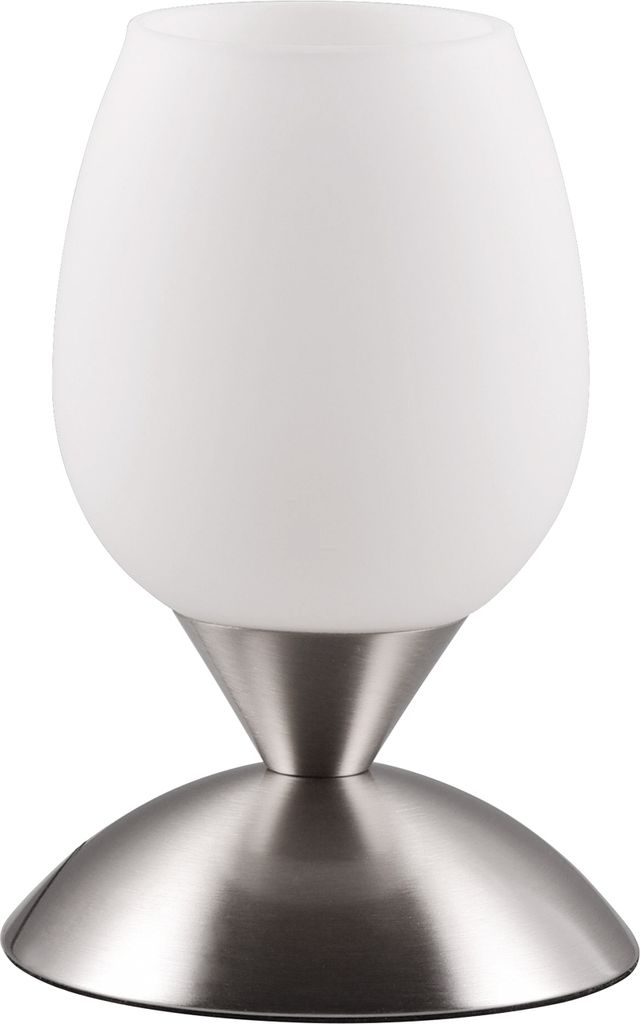 Stolní lampa - V 18 cm - barva matný nikl - bílá - kov - Obrázek produktu 
