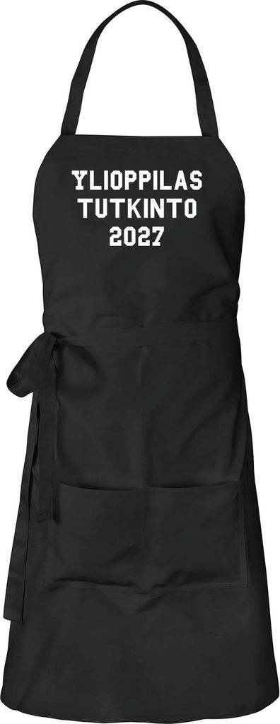 Huuraa Schürze Ylioppilastutkinto 2027 Abschluss Finnland Schwarz mit Taschen Baumwolle Kochschürze Geschenkidee