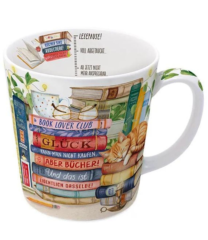 Kaffeebecher Bücherliebe, Kaffeetasse Tassen Teetassen Produktbild 