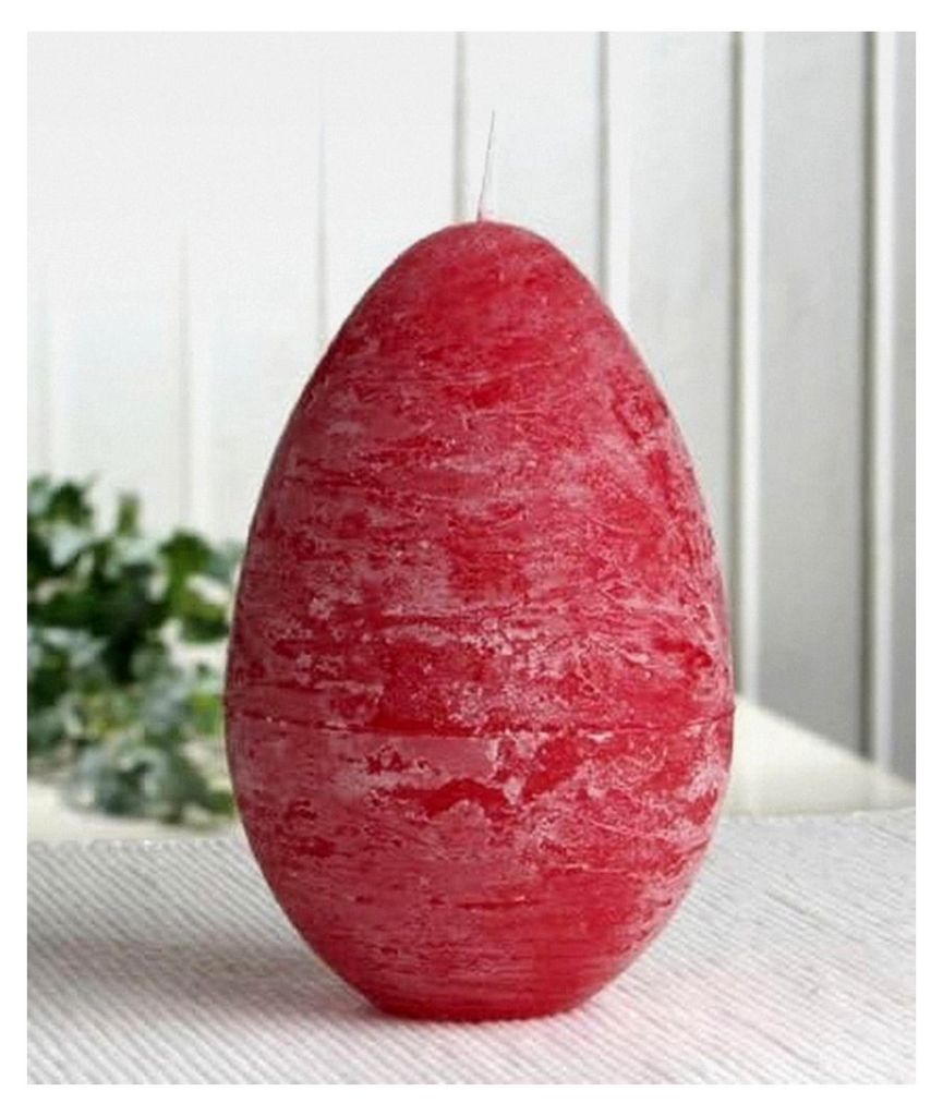 Rustikale Eikerze, durchgefärbt, groß, ca. 13 x 8,5 cm, rot