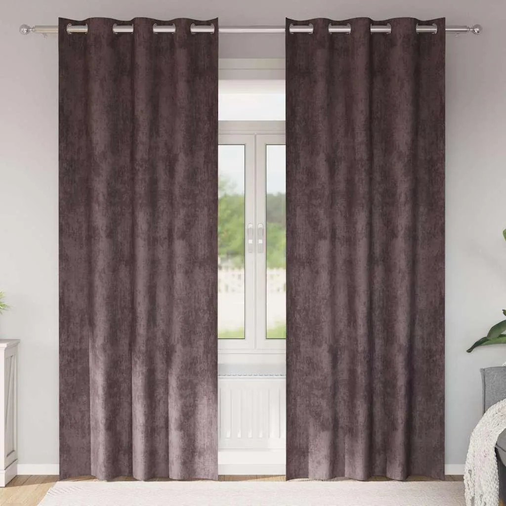Tende Velluto Marrone Cloris 2 pezzi 245x140 - Offerta Vendita9609814