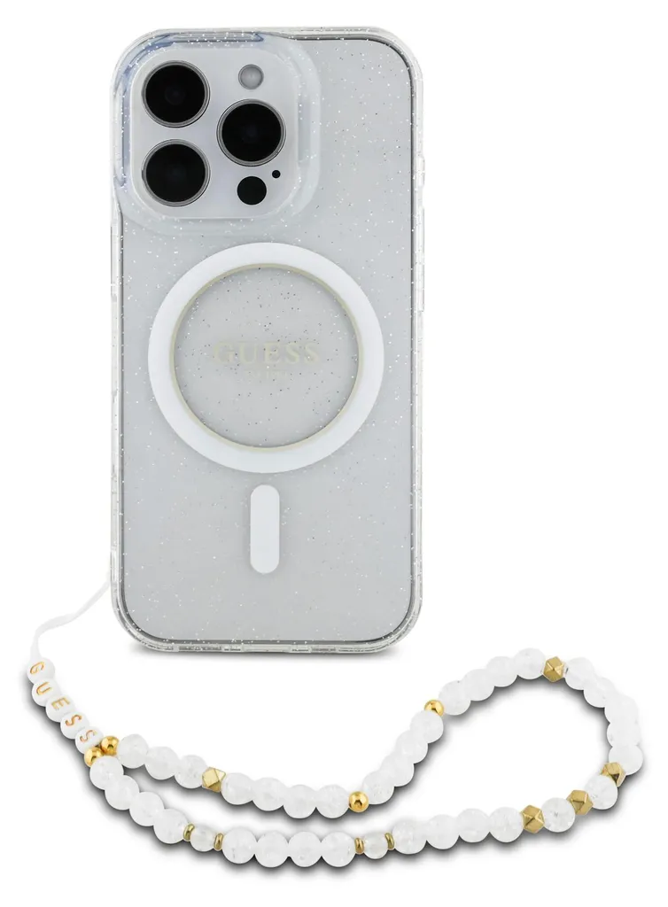 Coque Guess iPhone 16 Pro IML Glitter avec Dragonne Perles MagSafe - 2