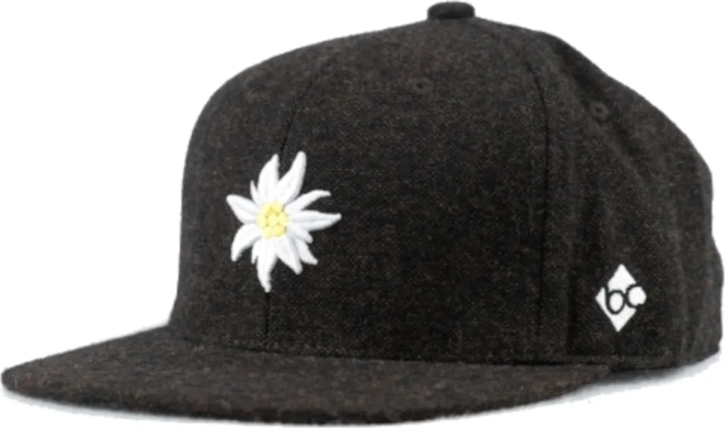 Bavarian Caps Snapback unie edelweiss flanelle marron foncé premium