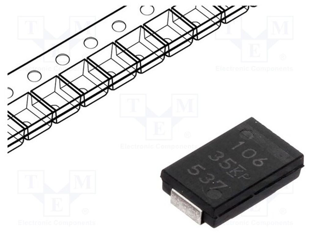 1x Kondensator: Tantal-Polymer Geh: D 2917 33uF 25VDC ESR: 60mΩ T598D336M025ATE06