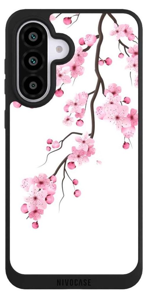 NIVOCASE Handyhülle für Samsung Galaxy A56 5G Hülle NIVOpure Case Schwarz Asien Japan Kirschblüten