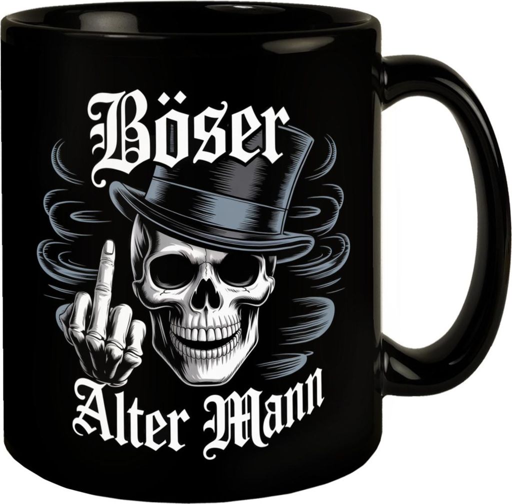Totenkopf mit Mittelfinger Tasse - Böser alter Mann Produktbild 