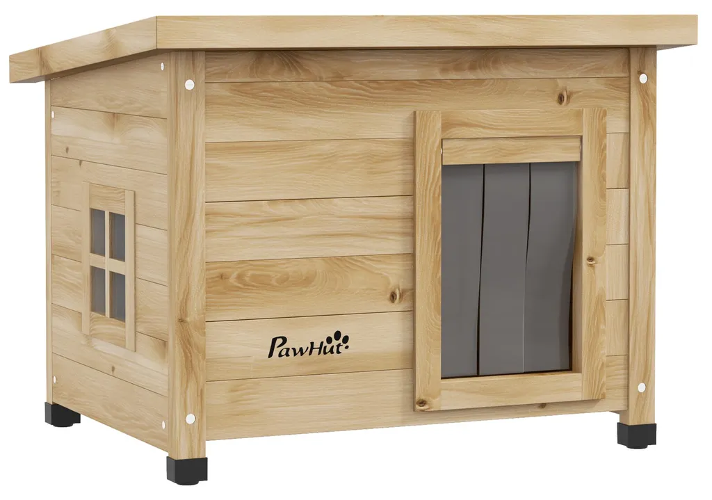 Niche d'extérieur pour chat en bois 57x45x43cm avec toit bitumé jaune