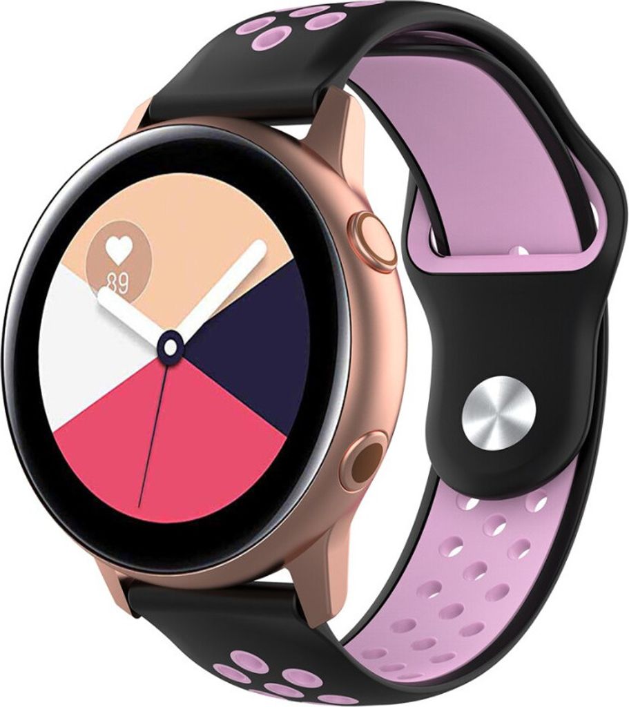 Strap-it Samsung Galaxy Watch Active / Active 2 Sportarmband (Schwarz Rosa)