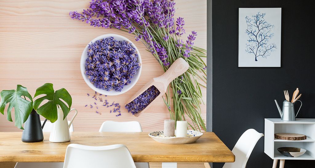 Fototapete Vlies Tapete schöne Lavendel Blumen Für Die Küche 135 cm (B) x 90 cm (H) Wandbild Wanddeko