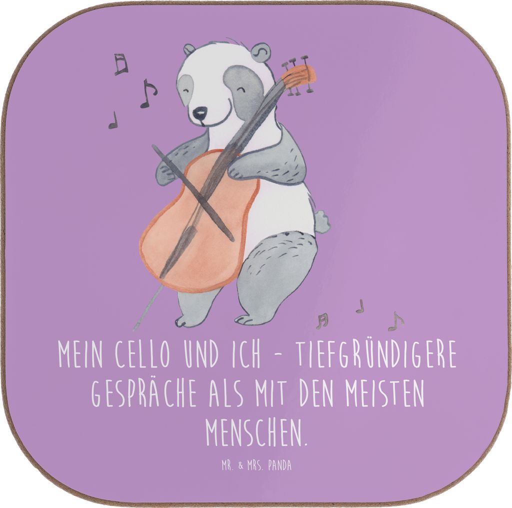 Mr. & Mrs. Panda Tischschoner Violoncello Gespräche - Lavendeltraum - Geschenk, Musik, Freund, Musiker, Cellist, Coaster, Instrument, Tischunterse...