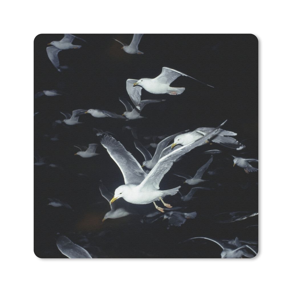 MuchoWow Mauspad Mousepad Vogel - Schwarz - Schwarm 20x20 cm - Mousepads - Maus Mat - Pad - Mausunterlage - Desk Mat - Bureauartikeln