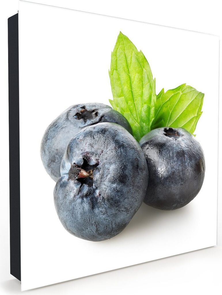 Nachbildung-Schlüsselkasten, Magnetpinnwand und Memoboard mit Glasfront Motiv Heidelbeeren und Blätter