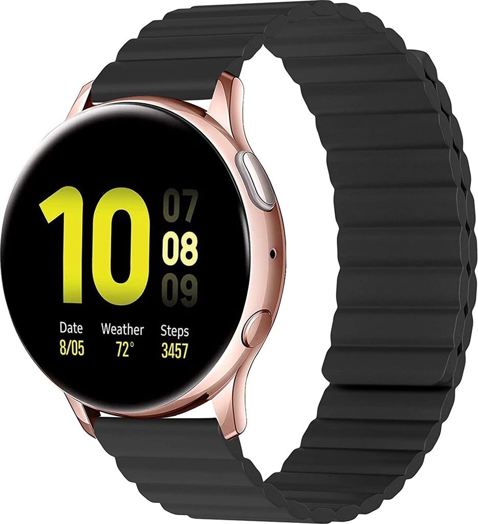 Strap-it Samsung Galaxy Watch Active Magnetisches Silikonarmband (Schwarz)
