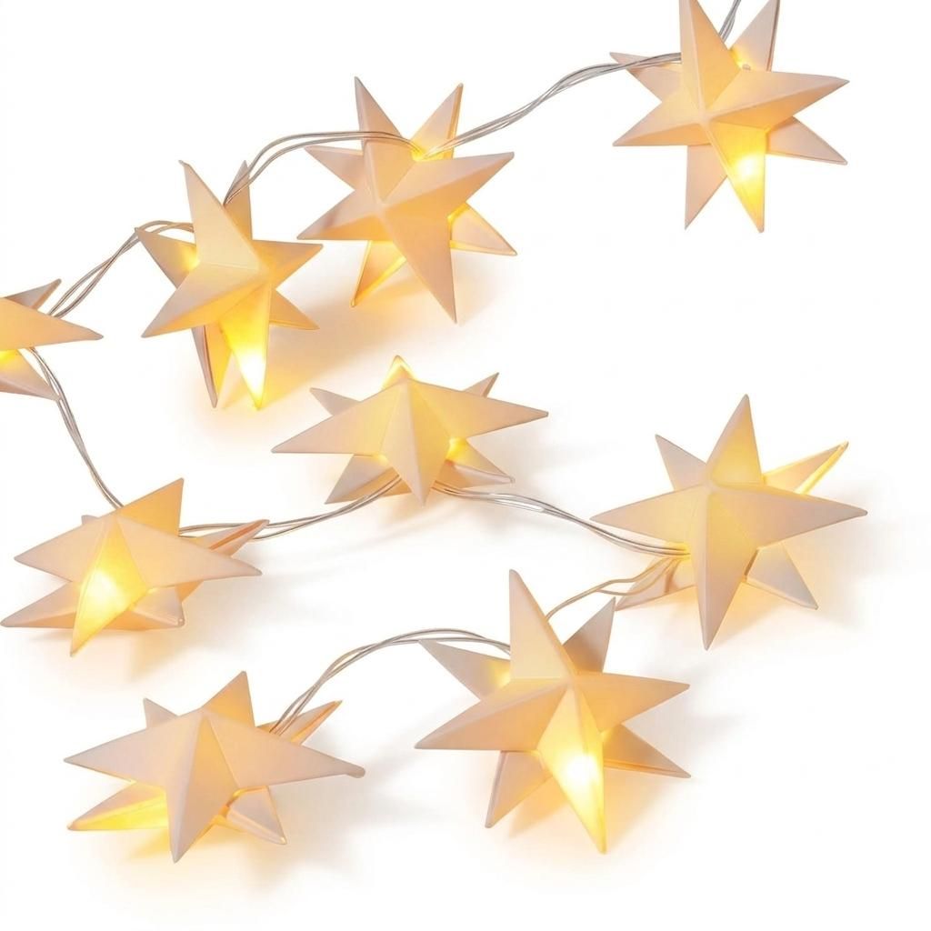 Guirnalda navideña con 20 LEDs, estrellas de papel en color Imagen del producto  Imagen generada por IA