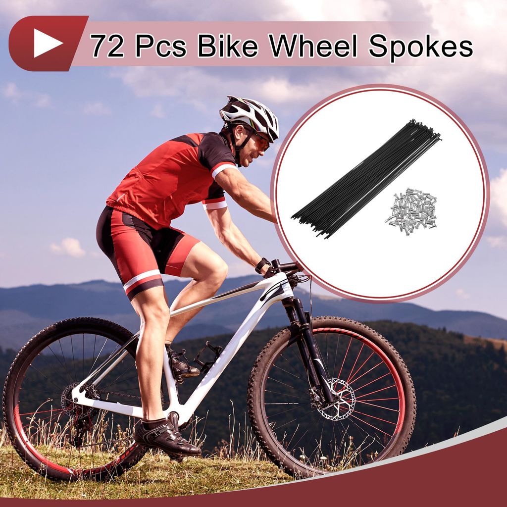 72 Set 14G Fahrradspeichen 271mm Fahrradradspeichen Kohlenstoffstahl Schwarz