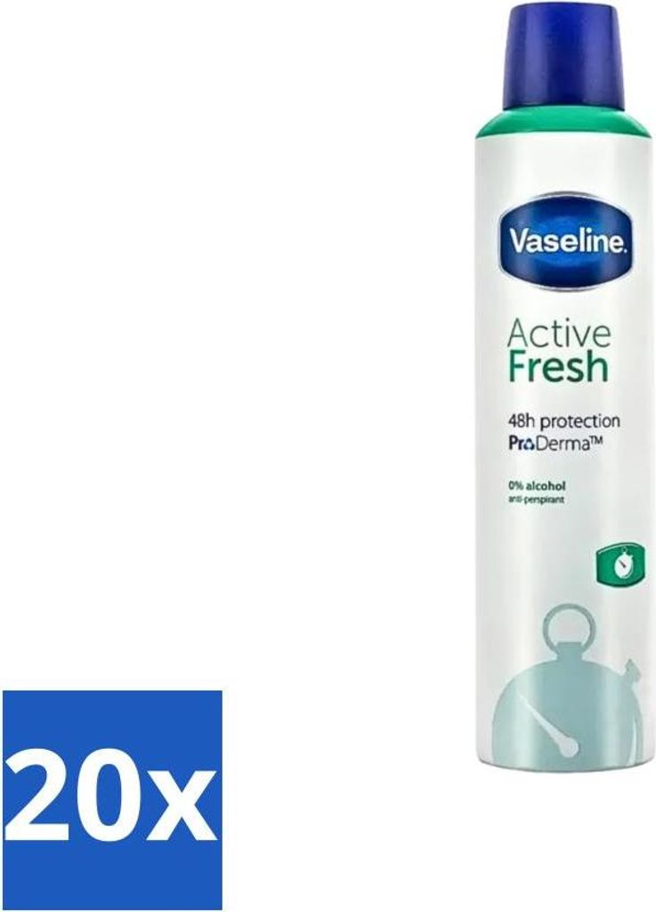 Vaseline - Active Fresh - Deodorant Spray - Frisch & Kühlend - 250 ml - Vorteilspack - 20 Stücke