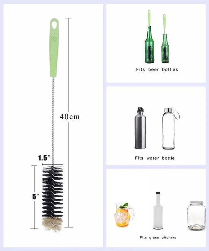 Brosse à bouteille 40 cm idéale pour gourdes de sport et grands biberons