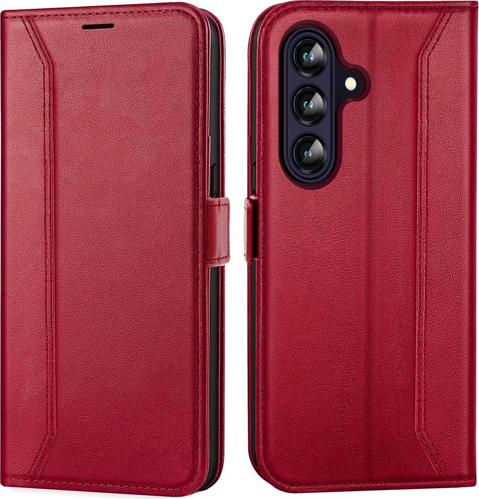 Handyhülle für Samsung Galaxy A57 5G Hülle Flip Case klappbare Tasche Schutzhülle, Rot