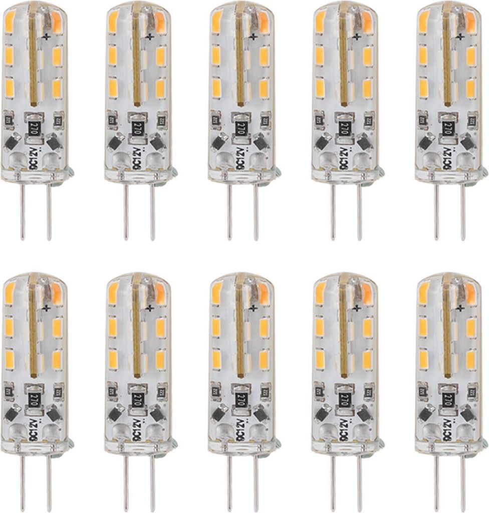 10 Stück G4 LED-Lampen, 1,5 W, DC 12 V, warmweiß (3000 K), 110 lm, Bi-Pin-Sockel, LED-Lampen für Schrankbeleuchtung, Innenhof