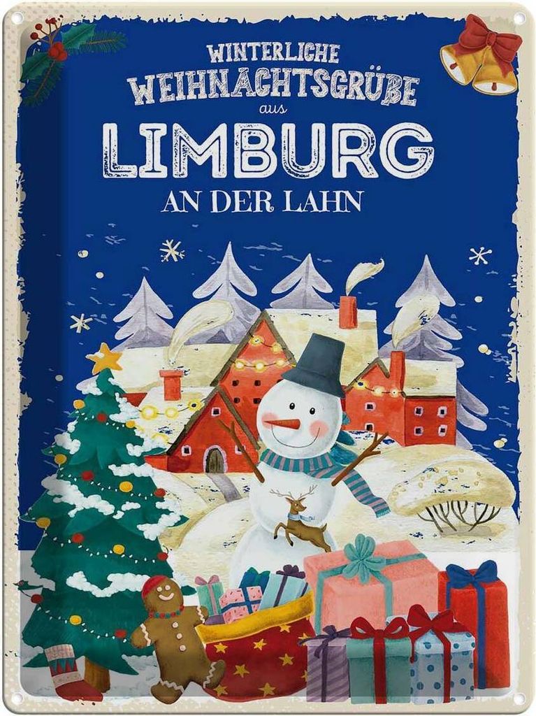vianmo Blechschild 40x30 cm Weihnachtsgrüße LIMBURG AN DER LAHN Abenteuer Reisen Urlaub Weihnachten