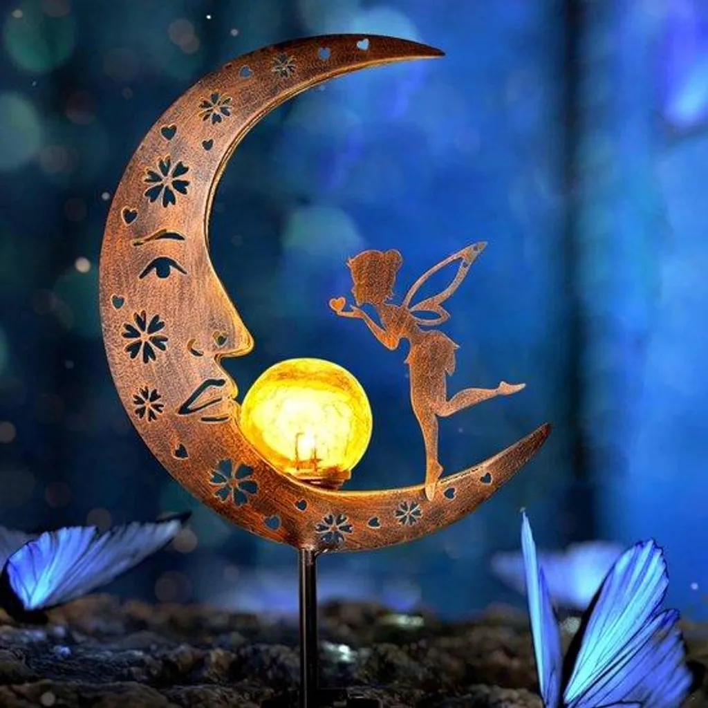 Éclairage solaire de terrasse lune LED 100 cm déco extérieure chic