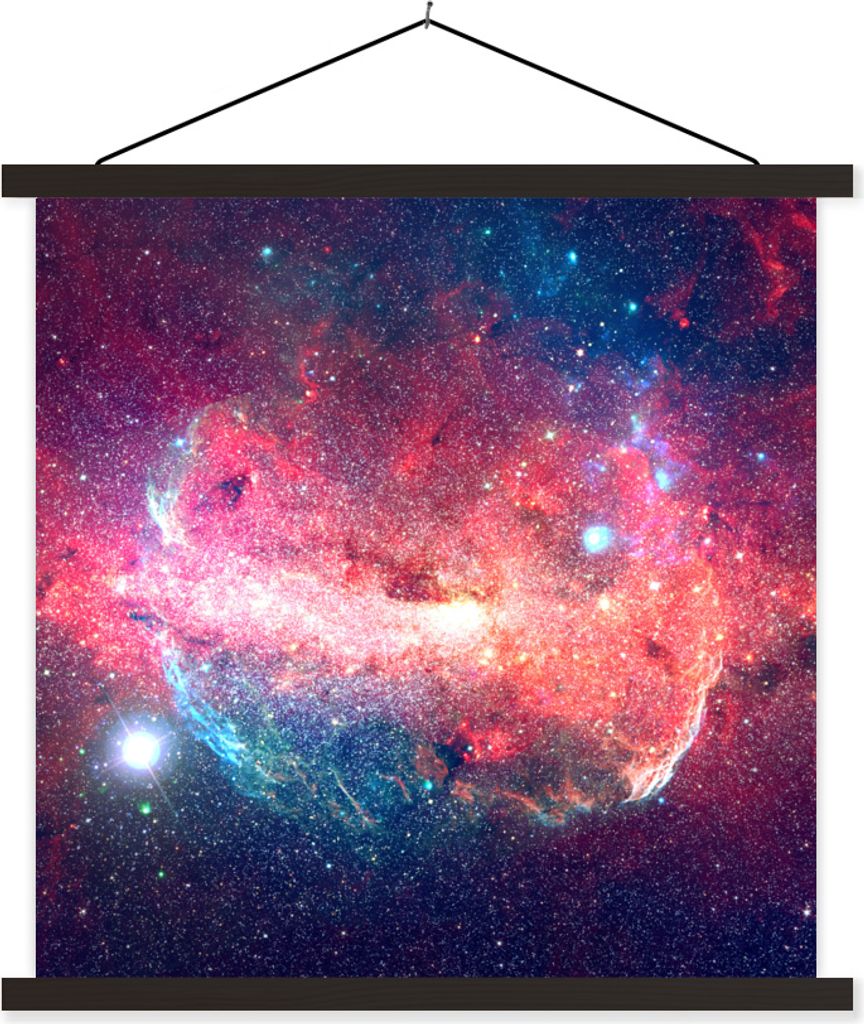 MuchoWow Textilposter Sterne - Orange - Universum 90x90 cm mit schwarzem Rahmen - Magnetisches